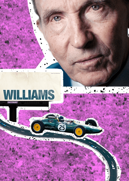 man and racing car