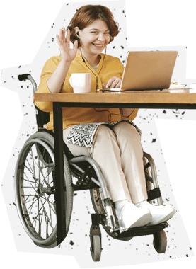 lady in a wheelchair using a laptop